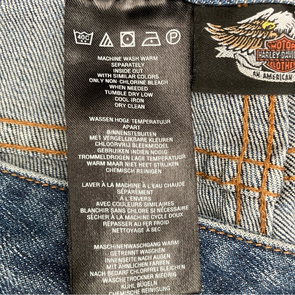 HARLEY DAVIDSON WOMEN'S BLUE JEANS, SZ-10P, BLUE JEAN MATERIAL, HD EMBLEMS - Picture 8 of 8